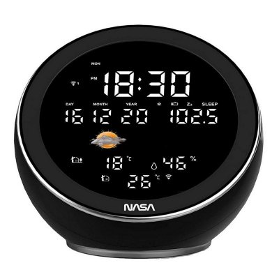 NASA Station m&eacute;t&eacute;o et enceinte Bluetooth  WSP1500 avec radio-r&eacute;veil Noir