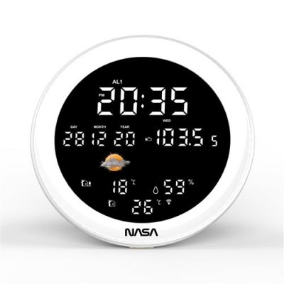 NASA Station m&eacute;t&eacute;o et enceinte Bluetooth  WSP1700 avec radio-r&eacute;veil Bois