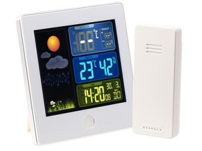 INFACTORY Station m&eacute;t&eacute;o & horloge radio-pilot&eacute;e avec capteur ext&eacute;rieur fws-260 - blanc
