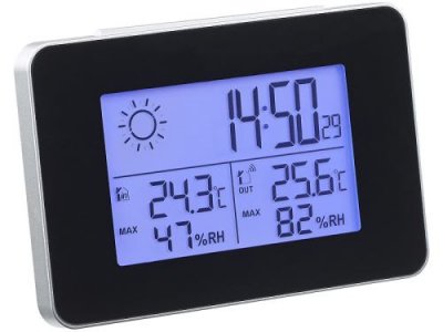 PEARL Station m&eacute;t&eacute;o & horloge radio-pilot&eacute;e avec capteur ext&eacute;rieur sans fil