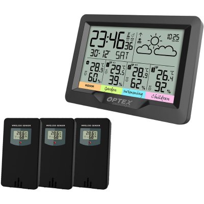 M E Station M&eacute;t&eacute;o MULTI SONDE - Optex 990045 &ndash; Contr&ocirc;l&eacute;e avec 3 sondes Sans Fil, Radio-Pilot&eacute;e