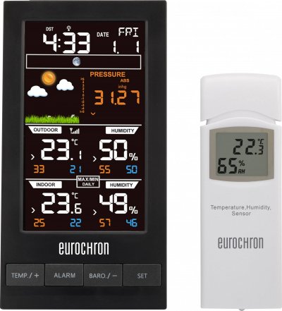 EUROCHRON Station m&eacute;t&eacute;o radiopilot&eacute;e num&eacute;rique  efws S250 noir W047721