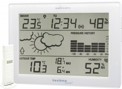 TECHNO LINE Station m&eacute;t&eacute;o radiopilot&eacute;e num&eacute;rique Mobile Alerts MA 10410