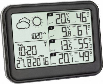 TFA DOSTMANN Station m&eacute;t&eacute;o radiopilot&eacute;e num&eacute;rique  35.1142.01 noir