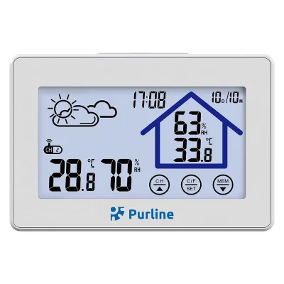 PURLINE Station m&eacute;t&eacute;o tactile avec hygrom&egrave;tre et capteur ext&eacute;rieur