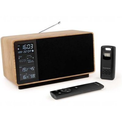 THOMSON Station M&eacute;t&eacute;orologique Bluetooth Haut-Parleur Radio FM WS202TBK 15W Capteur Sans Fil