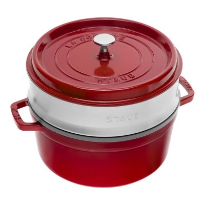 Staub 1133806 cocotte rond avec cuit-vapeur cerise 26 cm