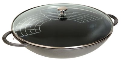 STAUB  - 1313918 - Wok avec couvercle en verre - Gris Graphite - 37 cm