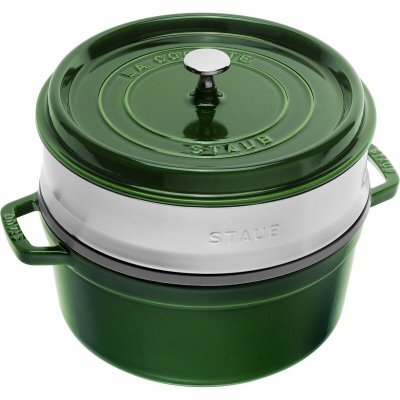 STAUB Cocotte Ronde avec Panier Vapeur 26 cm Basilic