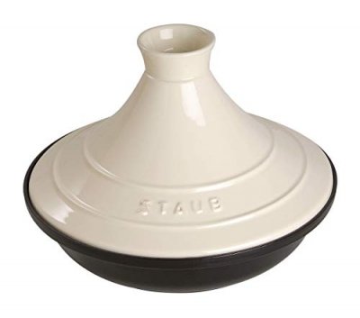 STAUB  Plat &agrave; Tajine en Fonte, Couvercle C&eacute;ramique, &Oslash; 20 cm, Cr&egrave;me
