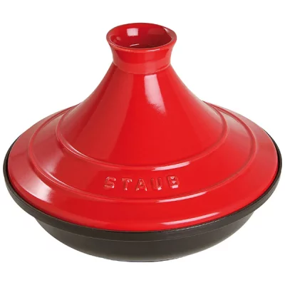 STAUB  Plat &agrave; Tajine en Fonte, Couvercle C&eacute;ramique, &Oslash; 28 cm, Cerise