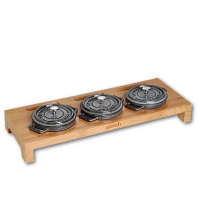 STAUB  Pr&eacute;sentoir pour 3 Mini Cocottes, Bambou, 42 x 16 cm