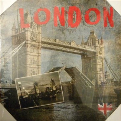 LONDON STC - Cadre Toile  - En Toile et bois - 40 x 40 cm