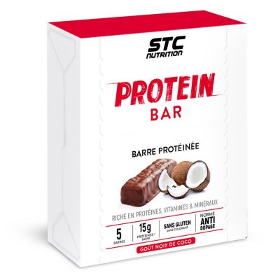 STC NUTRITION  5 Barres Prot&eacute;in&eacute;es, Noix de Coco, 45 g