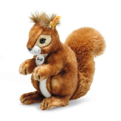 STEIFF  &Eacute;cureuil Niki 21 cm brun rouge