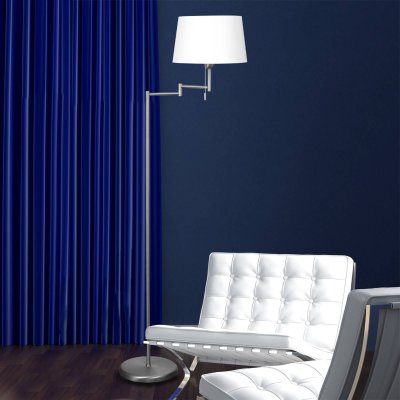 STEINHAUER  Lampadaire aspect argent MEANDER abat-jour tissu