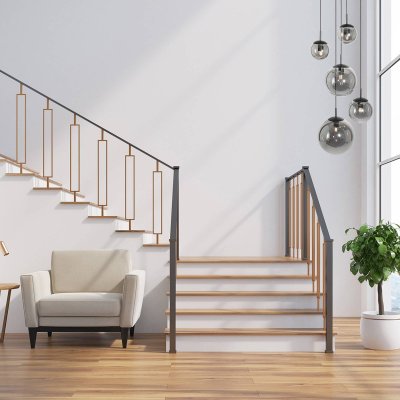 STEINHAUER  Suspension en verre Bollique, noire, &agrave; 5 lampes