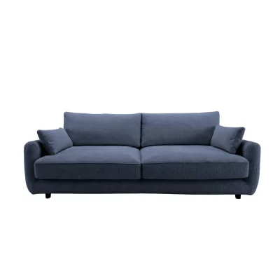 CASANOVA PARIS Stella - Canap&eacute; Droit Convertible Tissu Chenille 3 Places Bleu