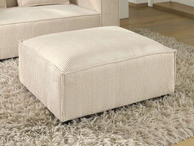 LISA DESIGN Stella - pouf en velours c&ocirc;tel&eacute; - style contemporain Couleur - Beige