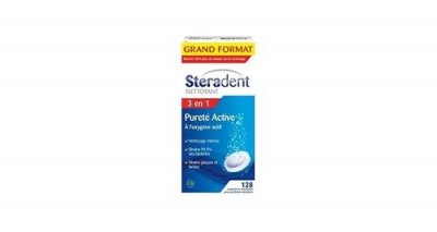 STERADENT  Comprim&eacute;s nettoyants pour proth&egrave;ses - 128 cp