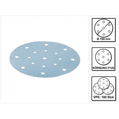FESTOOL Stf D150/16 Abrasifs &Oslash;150 mm P120 gr / 100 Pi&egrave;ces ( 496979 ) - 