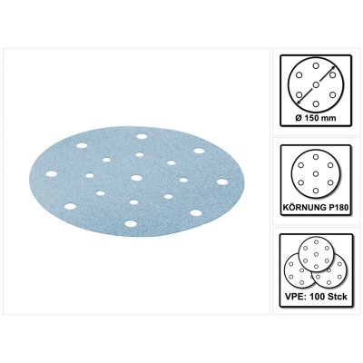 FESTOOL Stf D150/16 Abrasifs &Oslash;150 mm P180 gr / 100 Pi&egrave;ces ( 496981 ) - 