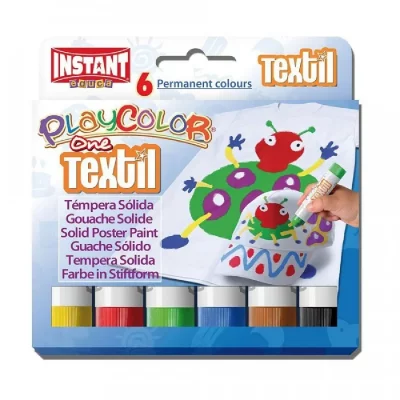 GRAINE CREATIVE Stick de peinture gouache solide textile 10 g - 6 couleurs assorties -
