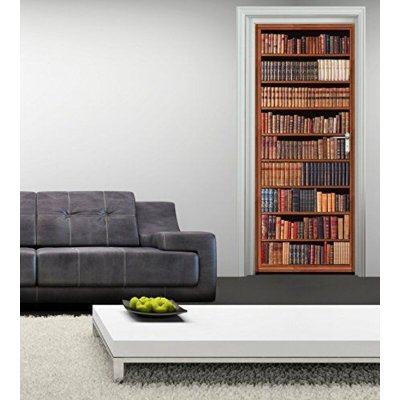 PLAGE Sticker Adh&eacute;sif de porte Ondoor Biblio ancienne - 204 x 83 cm