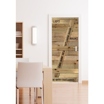 PLAGE Sticker Adh&eacute;sif de porte Ondoor- Bois brut - 204 x 83 cm