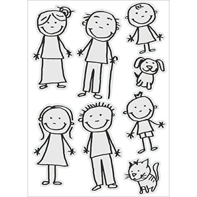 PLAGE Sticker d&eacute;coratif autocollant, famille dessin au trait mignon, 48 cm X 68 cm
