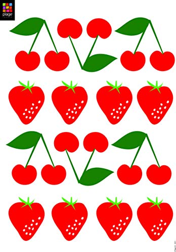 PLAGE Sticker d&eacute;coratif autocollant, fruits rouge pour diy et personnalisation objets, x2, 15 cm X 18,5 cm
