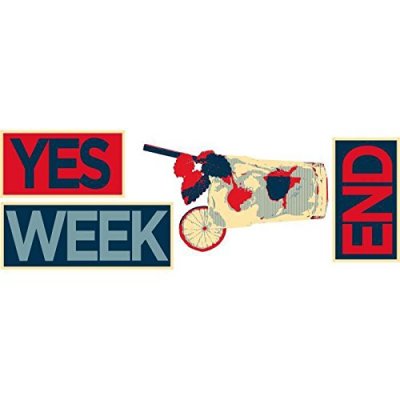 PLAGE Sticker d&eacute;coratif autocollant, yes week-end jeu de mots citation obama, 24 cm X 68 cm