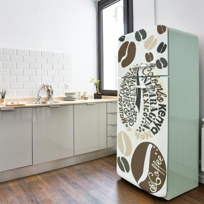 PLAGE Sticker d&eacute;coratif pour r&eacute;frig&eacute;rateur, trompe l'oeil toile de jute, 59,5 cm X 180 cm