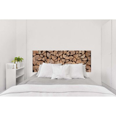 PLAGE Sticker d&eacute;coratif pour t&ecirc;te de lit, photo de buche effet r&eacute;el, 83 cm X 160 cm