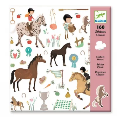 DJECO Stickers 4-8y 160pcs les chevaux 