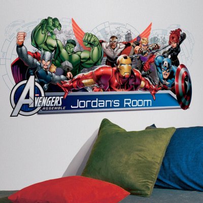 ROOMMATES Stickers g&eacute;ant Avengers Pr&eacute;nom Marvel