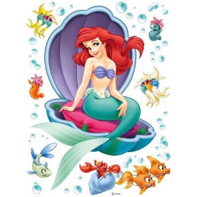 AG ART Stickers g&eacute;ant la Petite Sir&egrave;ne et coquillage Disney - Multicolor