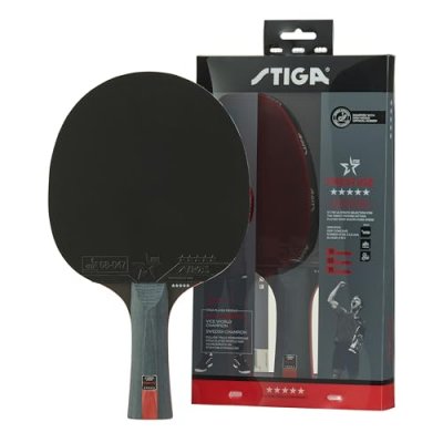 STIGA  Prestige 5 &eacute;toiles Raquette de Ping-Pong, Noir/Rouge