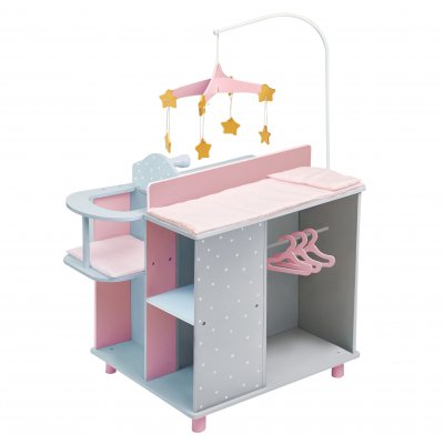 TEAMSON Stock &Eacute;puis&eacute;table &Agrave; Langer Poupon Poup&eacute;e Polka Dots Princess Rangement Bois Jeux Td-0203ag