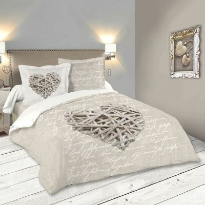 STOF  - Parure de lit WOODLOVE en coton gris -260 x 240 cm