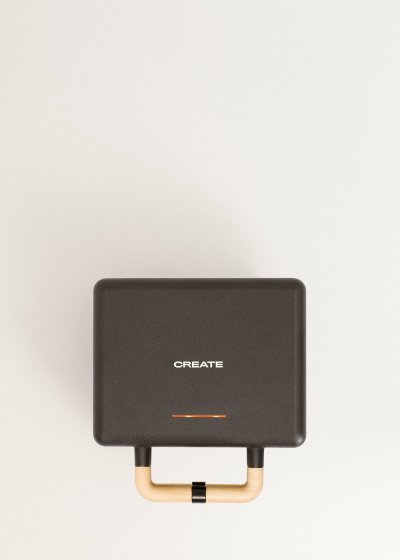 CREATE STONE STUDIO - Appareil &agrave; croque-monsieur, grill et gaufrier &agrave; plaques interchangeables-Noir- 