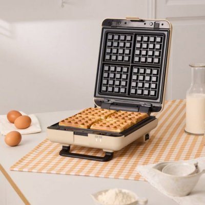 CREATE STONE STUDIO - Appareil &agrave; croque-monsieur, grill et gaufrier &agrave; plaques interchangeables - Sable