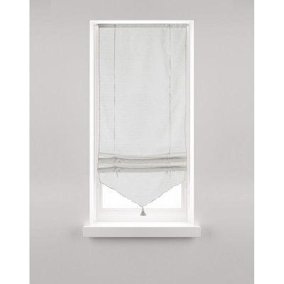 Store En Pointe &Agrave; Baguette En Voilage Aspect Lin - 58x165cm - Blanc