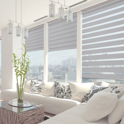 Store Enrouleur Jour/Nuit Fixation Sans Percer - Gris - 52 x 190 cm