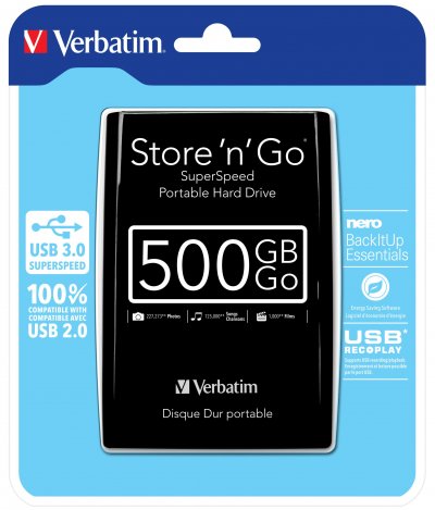 VERBATIM Store 'n' Go 500 Go USB 3.0 / USB 2.0 Noir