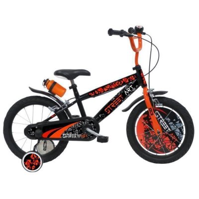 Street Art V&eacute;lo Enfant 16'' gar&ccedil;on, Noir et Orange, 16