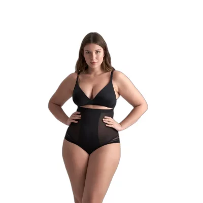 BYE BRA String taille haute gainant Noir  Powermesh Shapewear