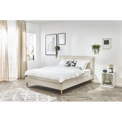 Structure de lit 160x200 cm SARY avec lattes massives pieds bois naturel Beige 160x200