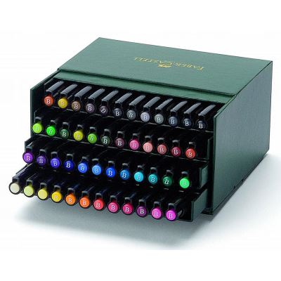 FABER-CASTELL Studio box 48 PITT artist pen, coffret en simili cuir - Beaux arts