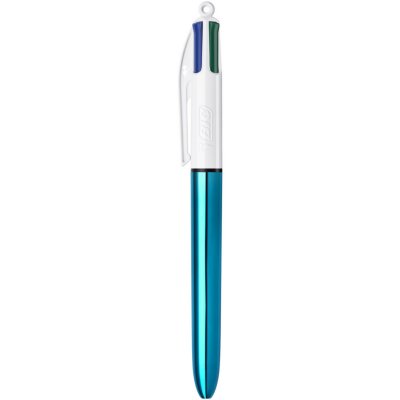 BIC Stylo - 4 couleurs - Bleu Fashion Brillant - 